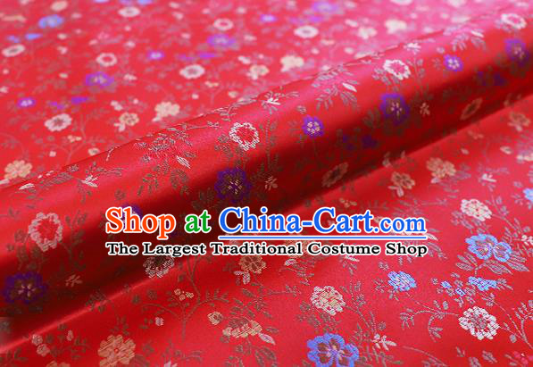 Chinese Traditional Garment Fabric Classical Flowers Pattern Design Red Brocade Cushion Material Drapery