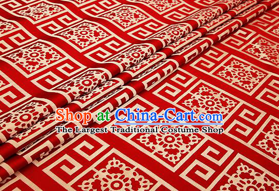Top Grade Red Brocade Chinese Traditional Garment Fabric Cushion Satin Material Drapery