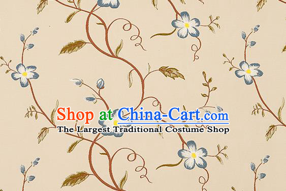 Top Grade Classical Blue Cirrus Flowers Pattern Brocade Chinese Traditional Garment Fabric Cushion Satin Material Drapery