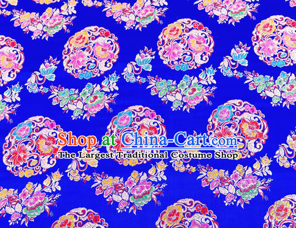 Top Grade Classical Pattern Royalblue Nanjing Brocade Chinese Traditional Garment Fabric Tang Suit Satin Material Drapery