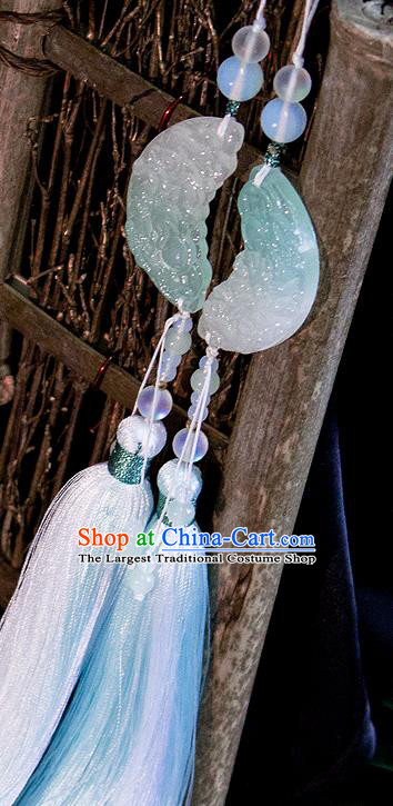 Chinese Traditional Handmade Palace Waist Accessories Carving Moon Jade Pendant for Men