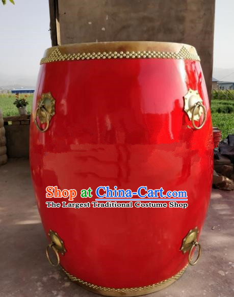 Chinese Traditional Handmade Drums Folk Dance Red Cowhide Drums
