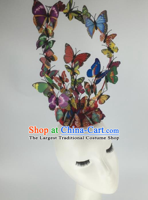Top Grade Halloween Catwalks Headdress Brazilian Carnival Colorful Butterfly Hair Accessories for Women