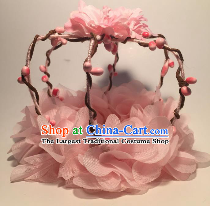 Top Grade Halloween Catwalks Headdress Brazilian Carnival Pink Flowers Royal Crown for Women