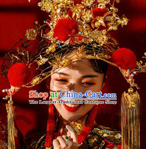 Chinese Traditional Ancient Bride Phoenix Coronet Palace Wedding Hair Accessories for Women