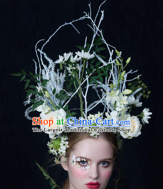 Top Grade Halloween Catwalks Hair Accessories Baroque Queen Flowers Headdress for Women