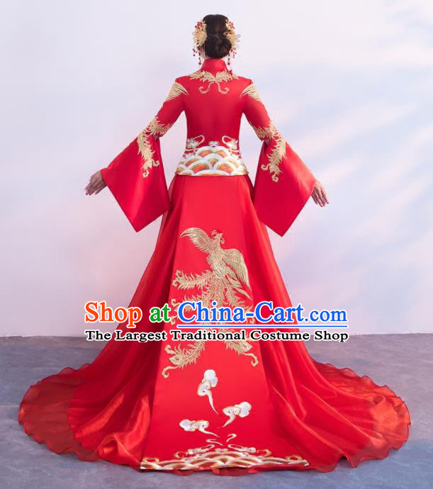 Chinese Traditional Embroidered Wedding Costumes Red Xiuhe Suits Ancient Bride Dress for Women