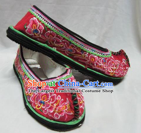 Asian Chinese Traditional Hanfu Shoes Embroidered Red Shoes for Women