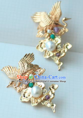 Chinese Classical Jewelry Accessories Traditional Hanfu Crane Brooch for Women