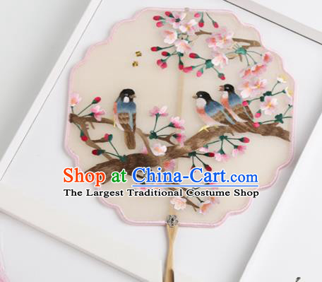 Traditional Chinese Crafts Palace Fans Silk Round Fans Ancient Princess Embroidered Peach Blossom Fan for Women