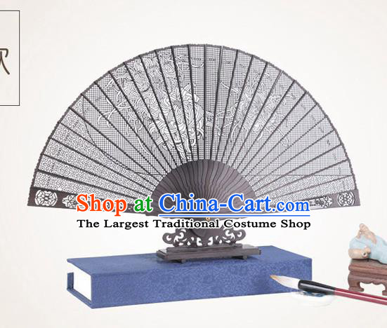 Chinese Traditional Crafts Sandalwood Folding Fans Pierced Chrysanthemum Fans Accordion Fan