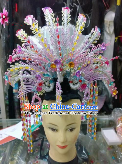Chinese Classical Beijing Opera Princess Hair Accessories Traditional Ancient Colorful Beads Phoenix Coronet for Women