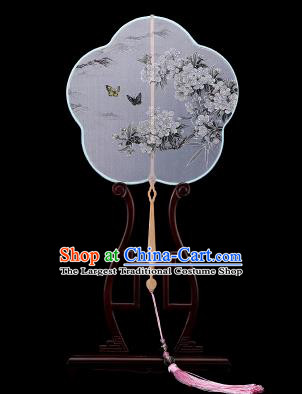 Traditional Chinese Crafts Palace Fans Hand Painting Fans Ancient White Silk Fan for Women