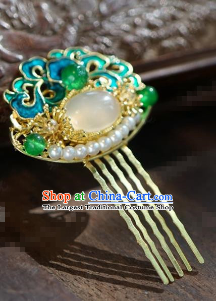 Chinese Ancient Wedding Hair Jewelry Accessories Blueing Pearls Hair Comb Hairpins for Women