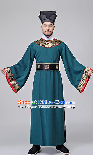 Chinese Ancient Drama Costumes Green Hanfu Robe Song Dynasty Prime Minister Clothing for Men