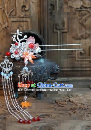 Chinese Ancient Wedding Hair Jewelry Accessories Palace Tassel Step Shake Hairpins for Women