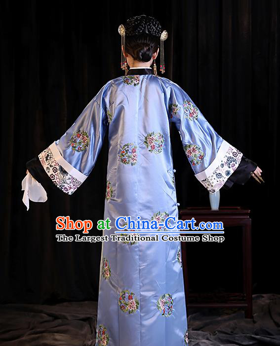 Chinese Ancient Drama Imperial Consort Clothing Qing Dynasty Manchu Palace Lady Embroidered Costumes and Headpiece for Women