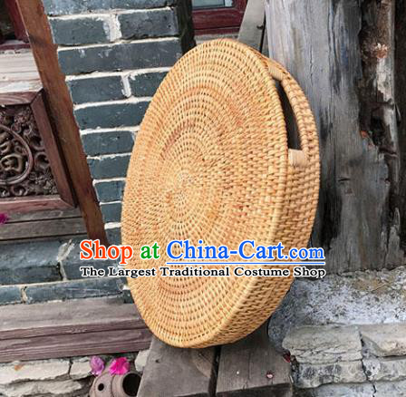 Asian Vietnamese Traditional Craft Rattan Saucer Artware Straw Plaited Paper Box