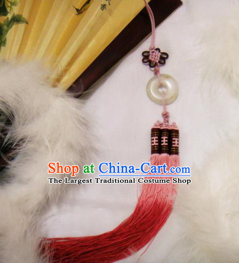 Chinese Traditional Classical Waist Accessories Ancient Princess Red Tassel Jade Pendant for Women