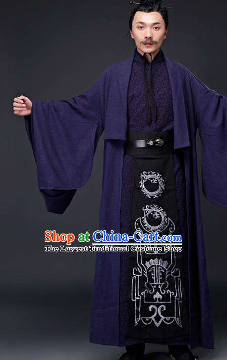 Chinese Ancient Drama Han Dynasty Prime Minister Embroidered Costumes for Men