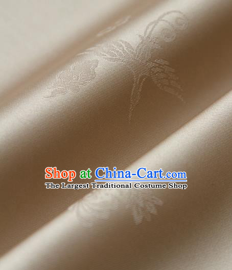Traditional Asian Classical Crane Pattern Golden Brocade Cloth Drapery Korean Hanbok Palace Satin Silk Fabric