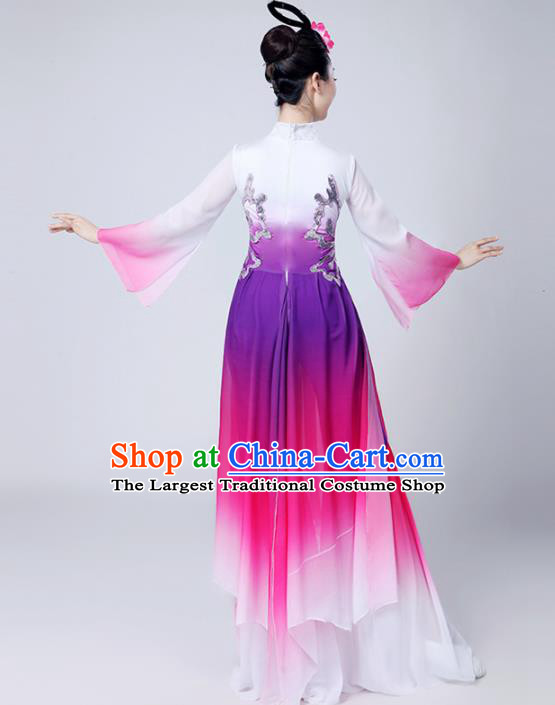 Chinese Traditional Folk Dance Rosy Dress Classical Dance Umbrella Dance Costumes for Women
