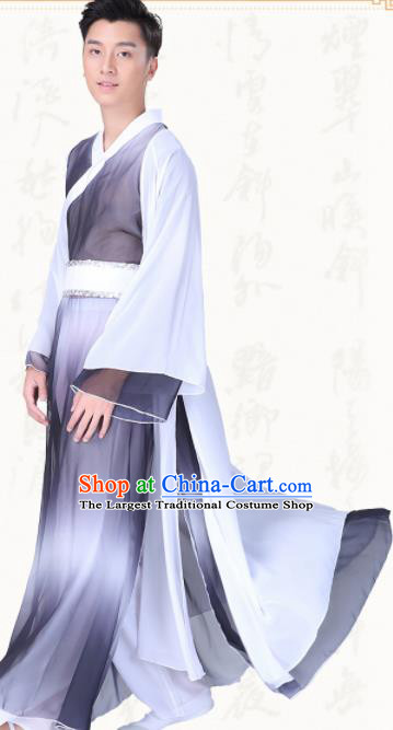Chinese Traditional Folk Dance Grey Clothing Classical Dance Drum Dance Costumes for Men
