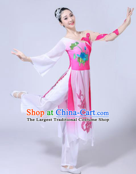 Traditional Chinese Classical Dance Costumes Fan Dance Group Dance Pink Dress for Women