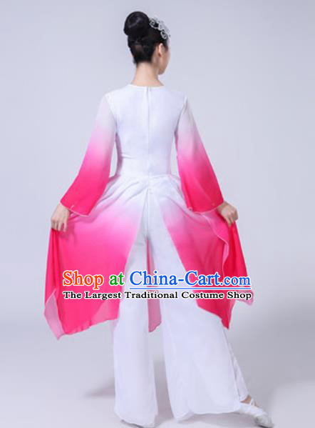 Traditional Chinese Classical Dance Costumes Lotus Dance Group Dance Rosy Dress for Women