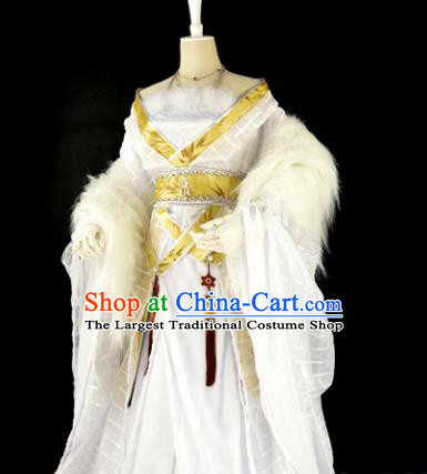 Traditional Chinese Cosplay Imperial Consort Costumes Ancient Peri White Hanfu Dress for Women