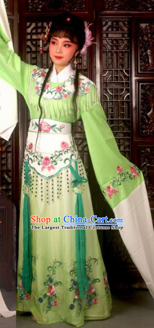 Traditional Chinese Peking Opera Costumes Ancient Peri Princess Green Dress for Adults