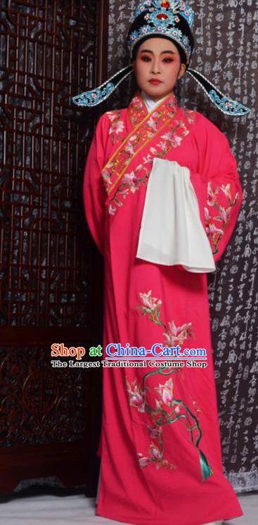 Professional Chinese Peking Opera Niche Costumes Embroidered Magnolia Rosy Robe for Adults
