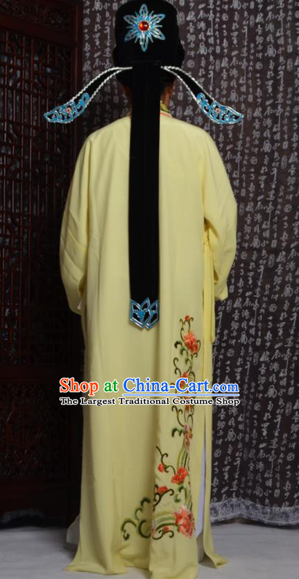 Professional Chinese Peking Opera Niche Costumes Embroidered Yellow Robe for Adults