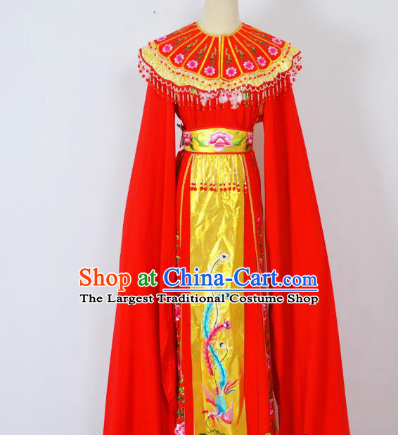 Chinese Ancient Palace Princess Embroidered Red Dress Traditional Peking Opera Actress Costumes for Adults