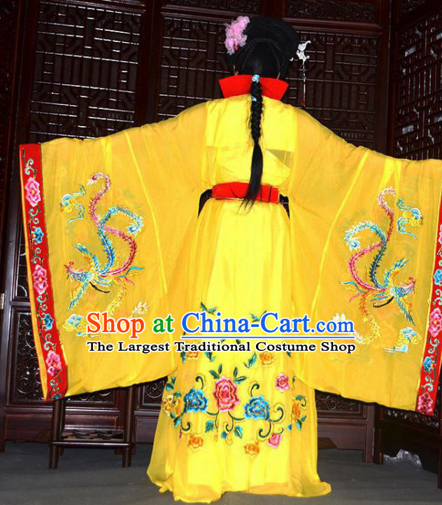 Traditional Chinese Peking Opera Empress Embroidered Yellow Costumes Ancient Queen Dress for Adults