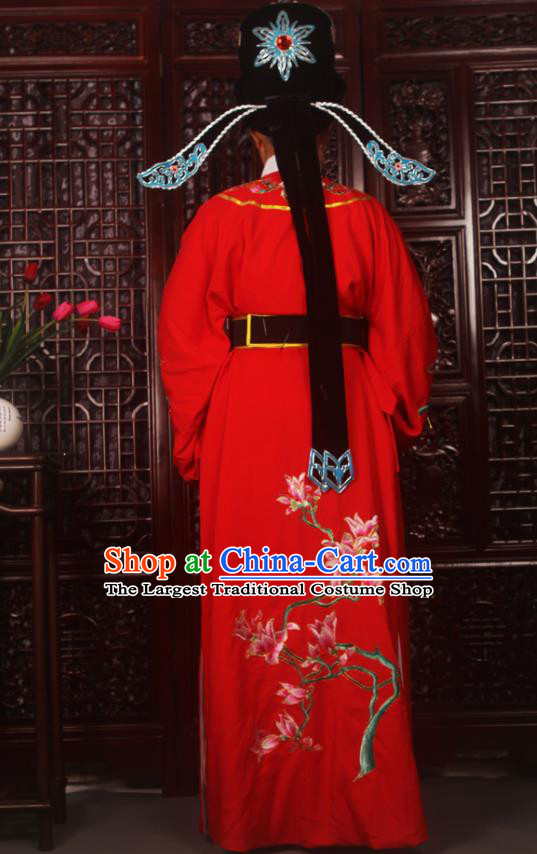 Top Grade Chinese Beijing Opera Niche Red Costumes Peking Opera Embroidered Magnolia Clothing for Adults