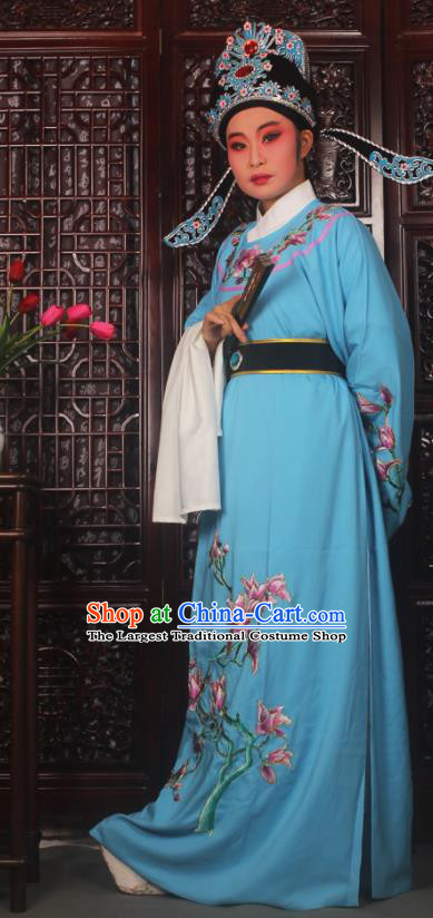 Top Grade Chinese Beijing Opera Niche Blue Costumes Peking Opera Embroidered Magnolia Clothing for Adults