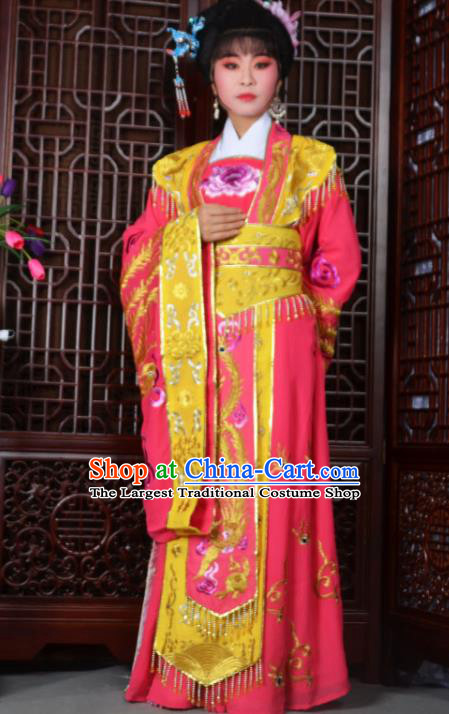 Traditional Chinese Peking Opera Empress Embroidered Costumes Ancient Queen Pink Dress for Adults