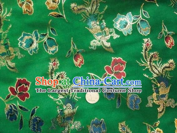 Traditional Chinese Royal Phoenix Peony Pattern Green Brocade Tang Suit Fabric Silk Fabric Asian Material
