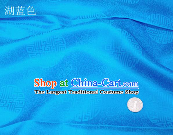 Traditional Chinese Royal Pattern Design Blue Brocade Fabric Silk Fabric Chinese Fabric Asian Material