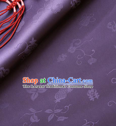 Traditional Asian Classical Pattern Purple Brocade Cloth Drapery Korean Hanbok Palace Satin Silk Fabric