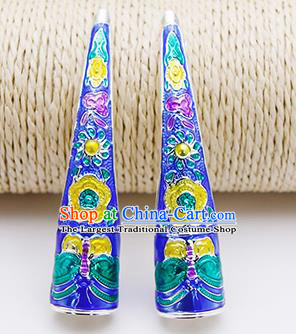 Chinese Traditional Finger Accessories Ancient Palace Lady Blue Fingernail Wrap for Women