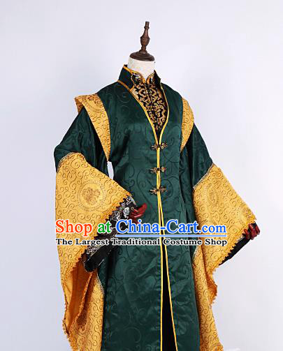 Chinese Traditional Ancient Swordsman Nobility Childe Green Costumes for Men