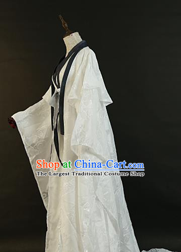 Chinese Traditional Ancient Nobility Childe Swordsman White Costumes for Men