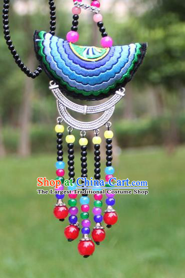 Chinese Traditional Accessories Yunnan Minority Embroidered Colorful Beads Tassel Necklace for Women