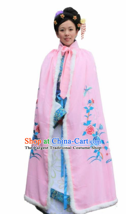 Chinese Traditional Han Dynasty Princess Pink Cloak Ancient Palace Lady Cape for Women
