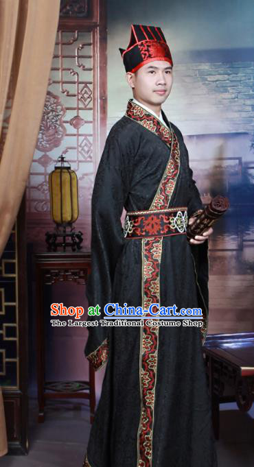 Chinese Han Dynasty Scholar Hanfu Clothing Traditional Ancient Landlord Costumes for Men