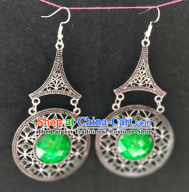 Chinese Traditional Ethnic Earrings Yunnan National Green Ear Accessories for Women