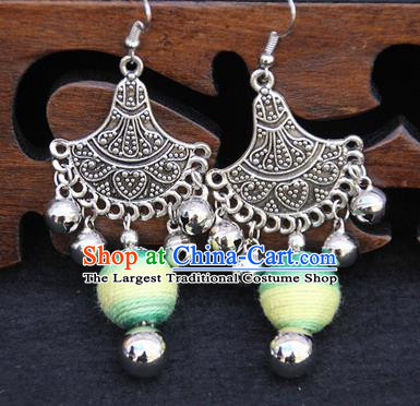 Chinese Traditional Ethnic Green Venonat Earrings National Ear Accessories for Women