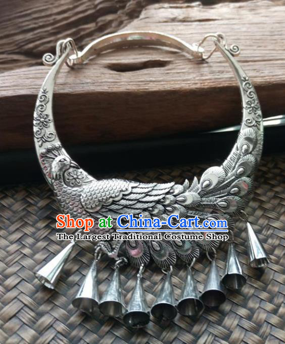 Chinese Ethnic Carving Peacock Necklace Traditional National Jewelry Accessories for Women